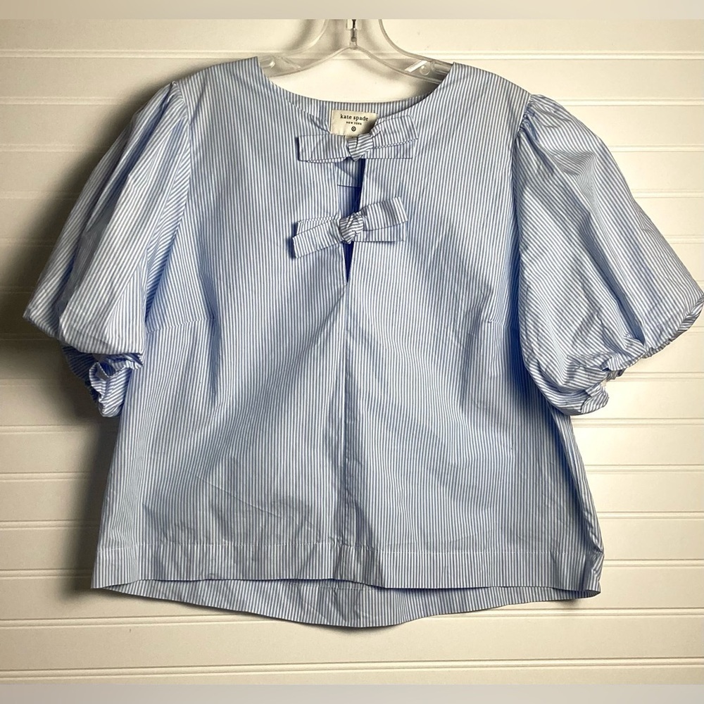 Kate Spade new york x Target Blue/White Women's Stripe Puff sleeve Blouse  Sz M